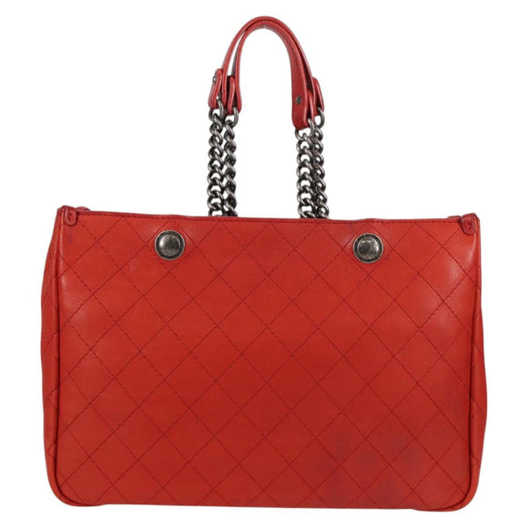 CHANEL Matelasse Chain Boy Chanel Shoulder Bag Leather Orange CC Auth bs18169