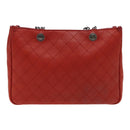 CHANEL Matelasse Chain Boy Chanel Shoulder Bag Leather Orange CC Auth bs18169-2