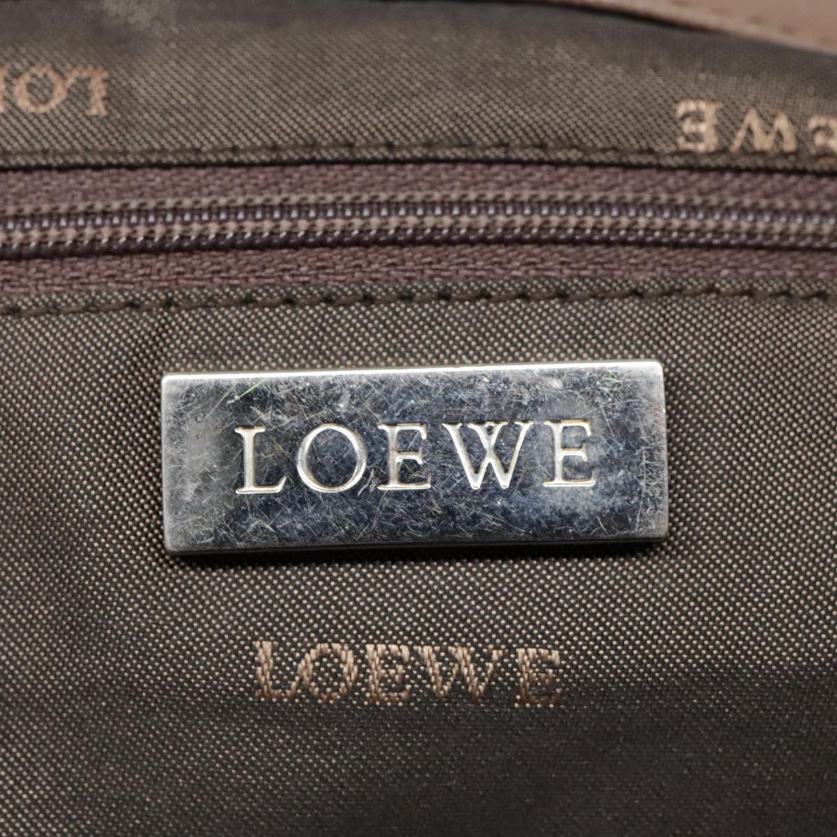 LOEWE Anagram Hand Bag Leather Brown Auth bs18179