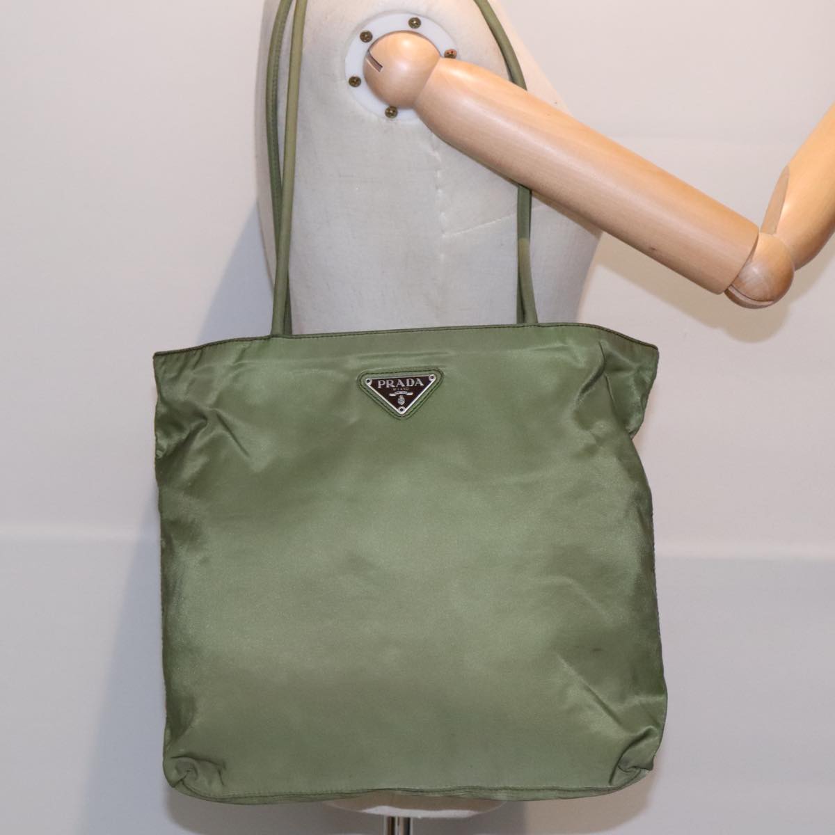 PRADA Tote Bag Nylon Khaki Auth bs18198