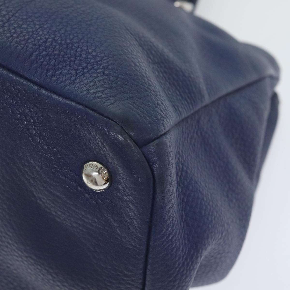 PRADA Hand Bag Leather 2way Navy Auth bs18200