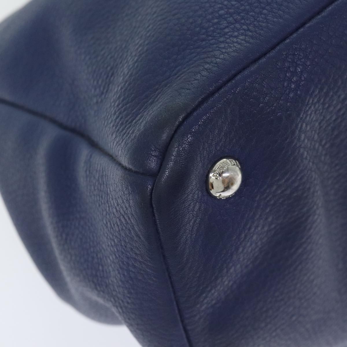 PRADA Hand Bag Leather 2way Navy Auth bs18200