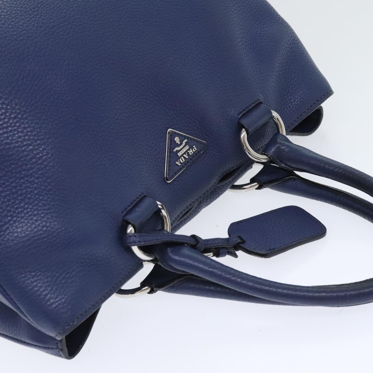 PRADA Hand Bag Leather 2way Navy Auth bs18200