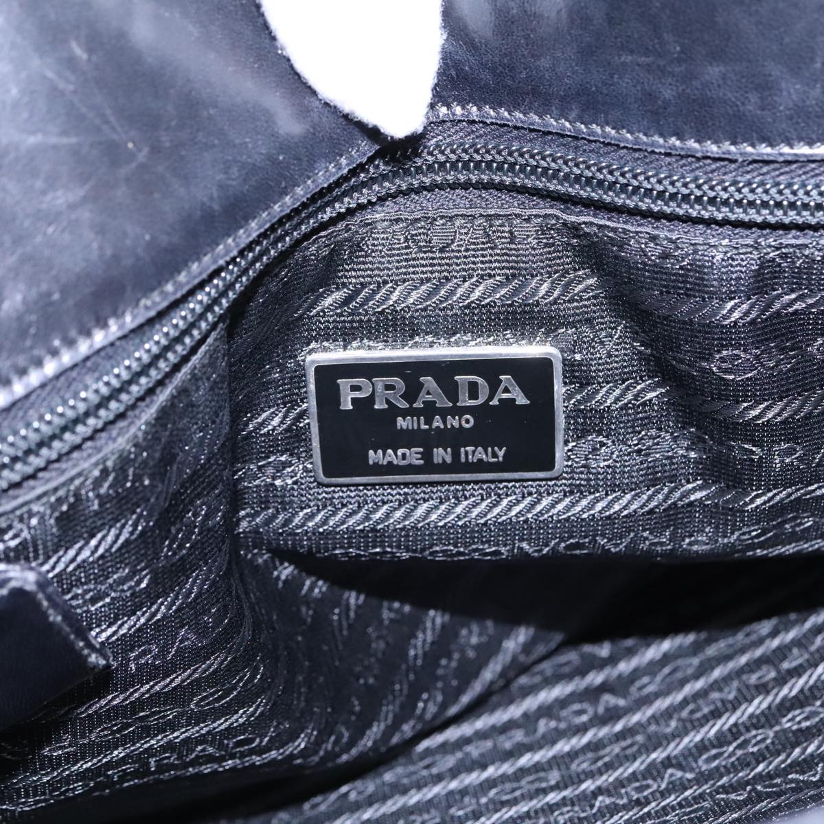 PRADA Shoulder Bag Leather Black Auth bs18201