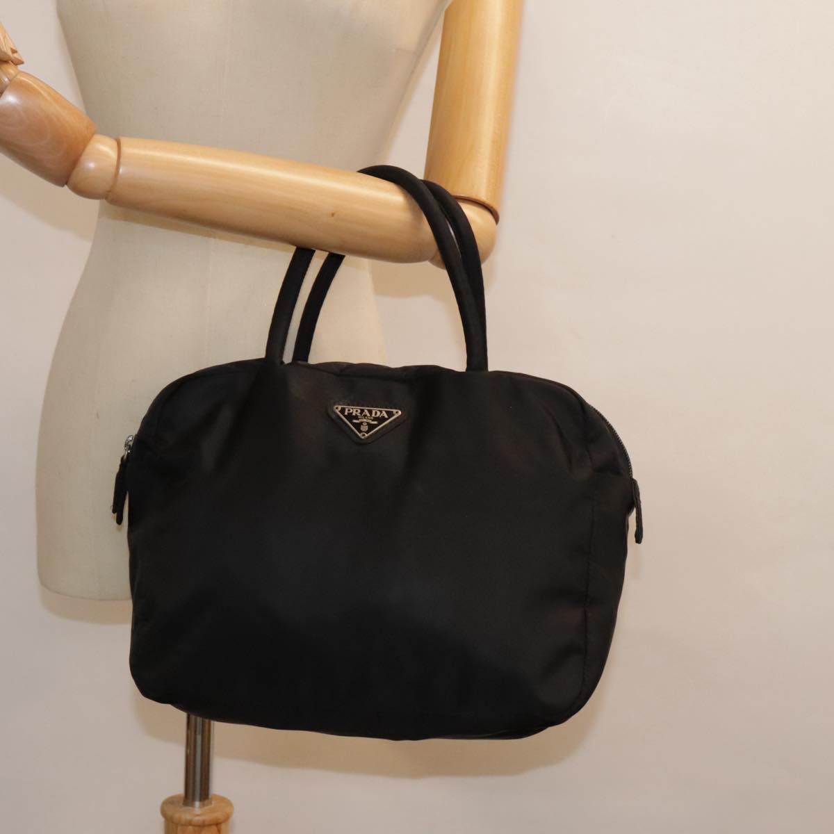 PRADA Hand Bag Nylon Black Auth bs18204