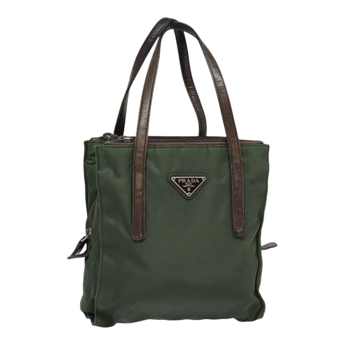 PRADA Hand Bag Nylon Green Auth bs18209