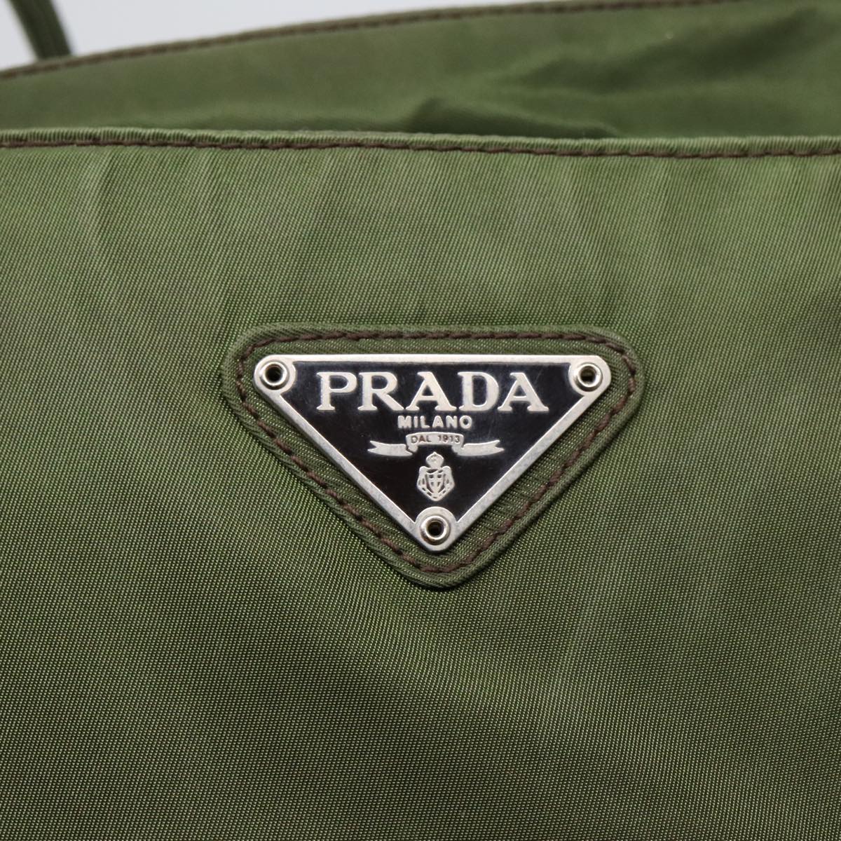 PRADA Shoulder Bag Nylon Khaki Auth bs18210