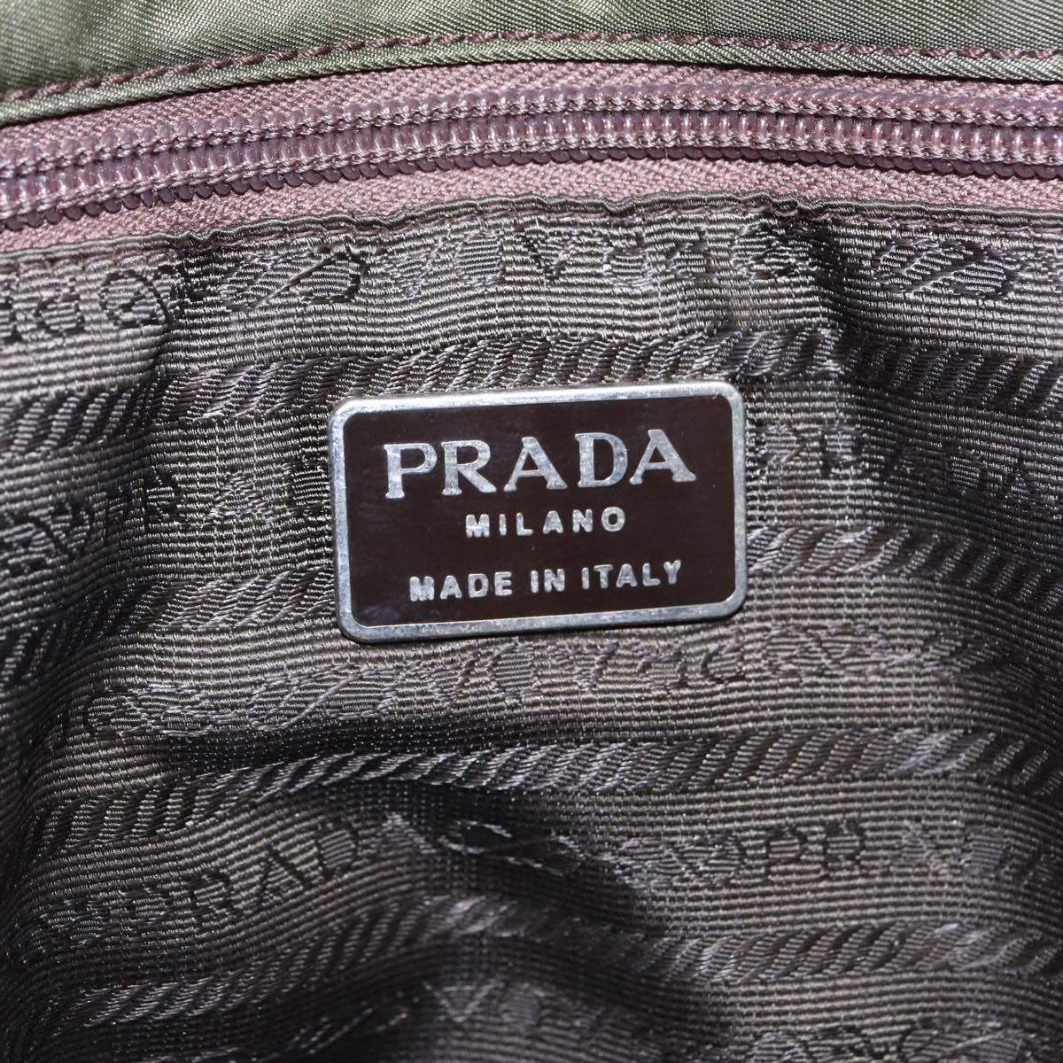 PRADA Shoulder Bag Nylon Khaki Auth bs18210