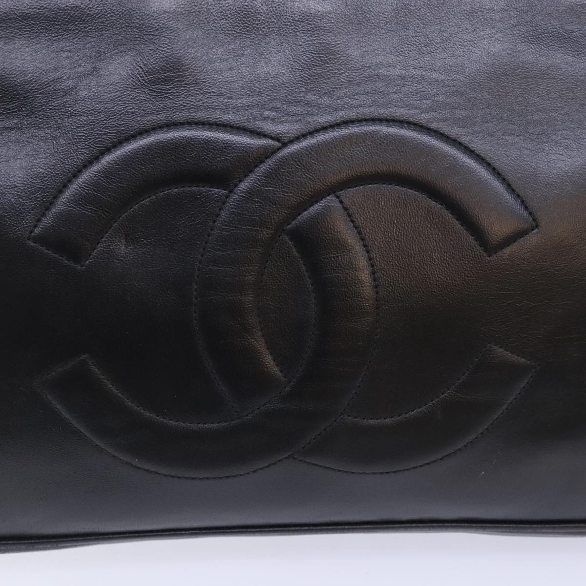 CHANEL Shoulder Bag Leather Black CC Auth bs18212