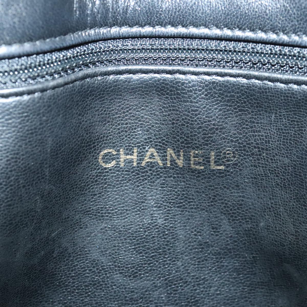 CHANEL Shoulder Bag Leather Black CC Auth bs18212