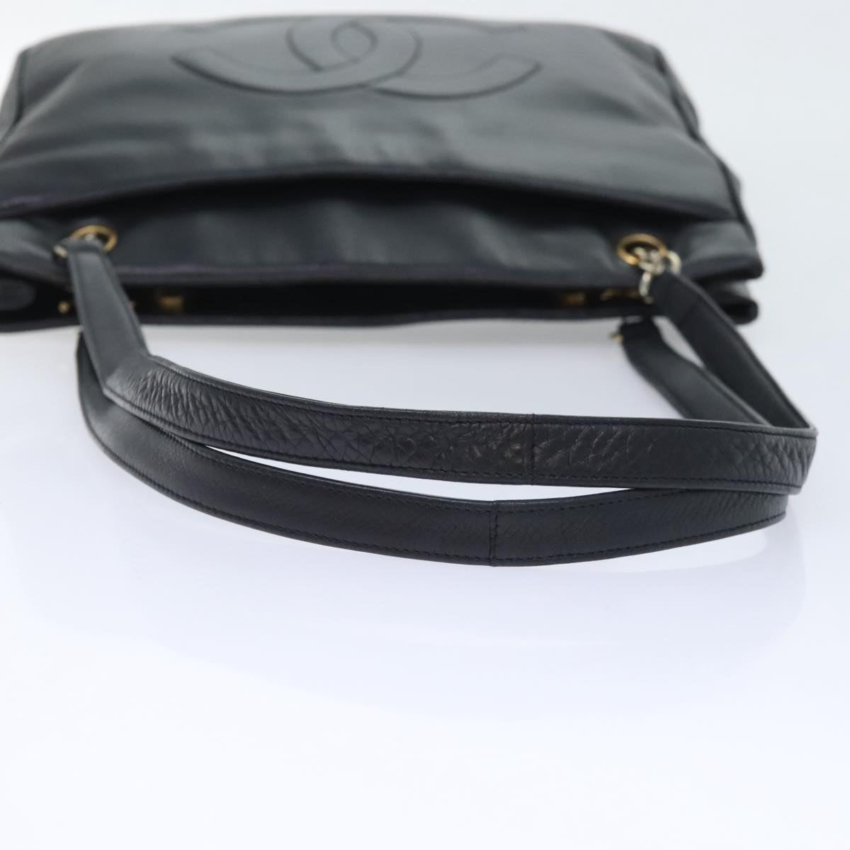 CHANEL Shoulder Bag Leather Black CC Auth bs18212