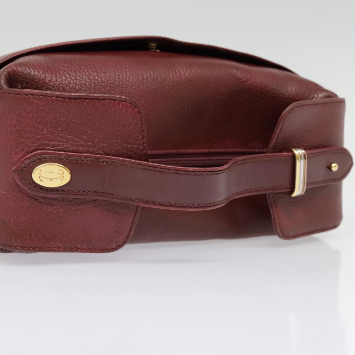 CARTIER Must Line Hand Bag Leather Bordeaux Auth bs18220