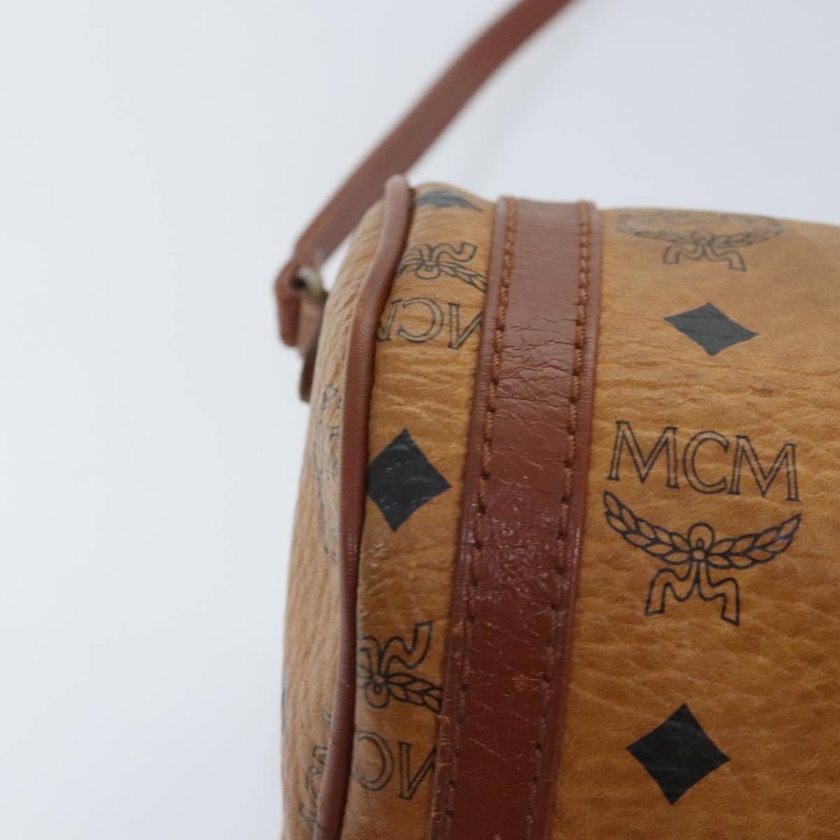 MCM Vicetos Logogram Shoulder Bag PVC Leather Brown Auth bs18223