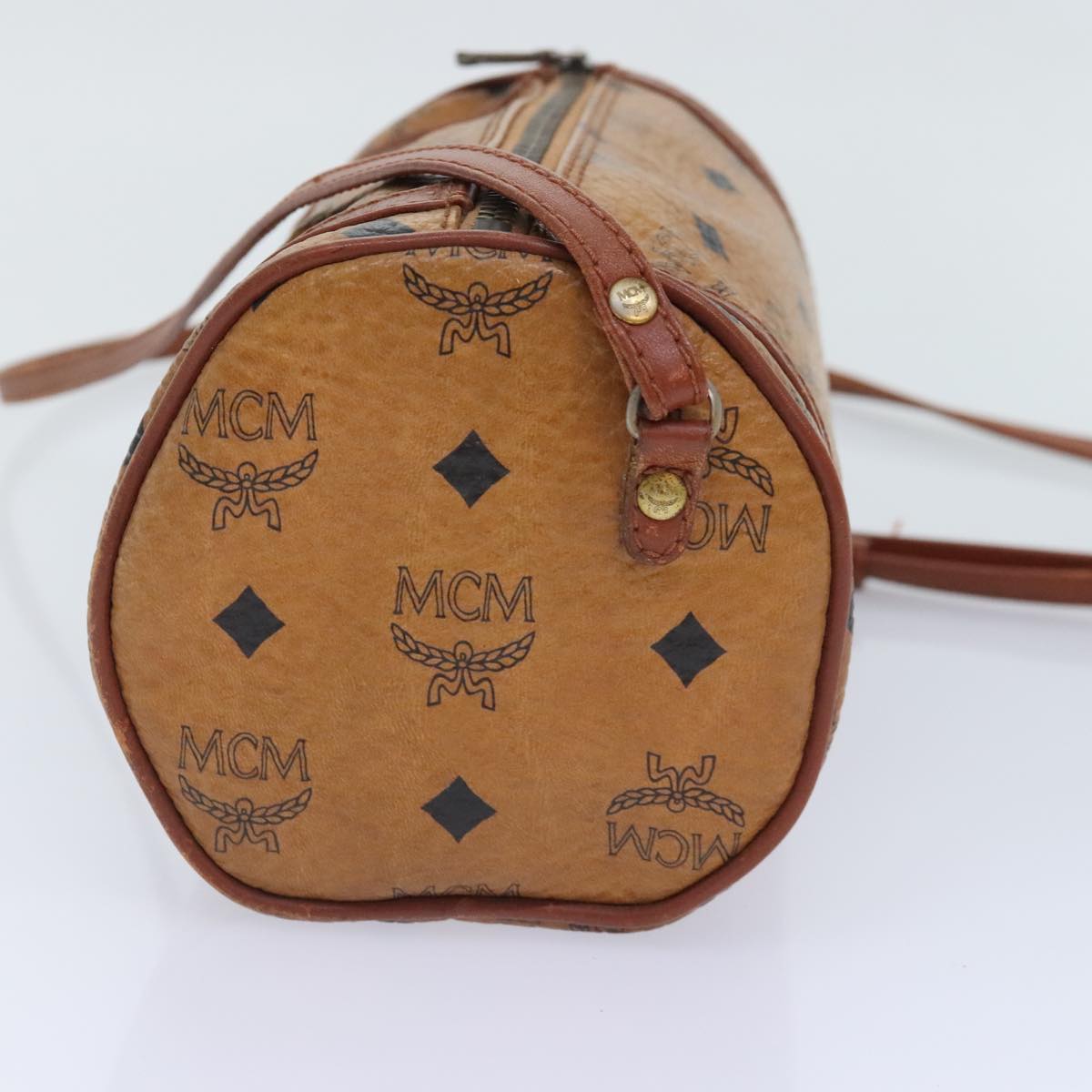 MCM Vicetos Logogram Shoulder Bag PVC Leather Brown Auth bs18223