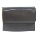 Salvatore Ferragamo Chain Shoulder Bag Leather Gray Gold Auth bs18233-13