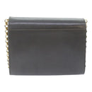 Salvatore Ferragamo Chain Shoulder Bag Leather Gray Gold Auth bs18233-2