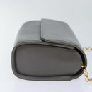 Salvatore Ferragamo Chain Shoulder Bag Leather Gray Gold Auth bs18233-3