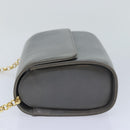 Salvatore Ferragamo Chain Shoulder Bag Leather Gray Gold Auth bs18233-4