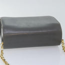 Salvatore Ferragamo Chain Shoulder Bag Leather Gray Gold Auth bs18233-6