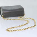 Salvatore Ferragamo Chain Shoulder Bag Leather Gray Gold Auth bs18233-7
