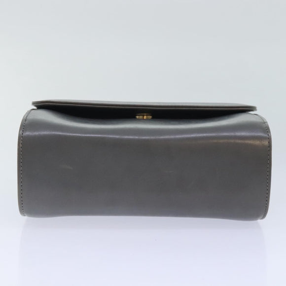 Salvatore Ferragamo Chain Shoulder Bag Leather Gray Gold Auth bs18233