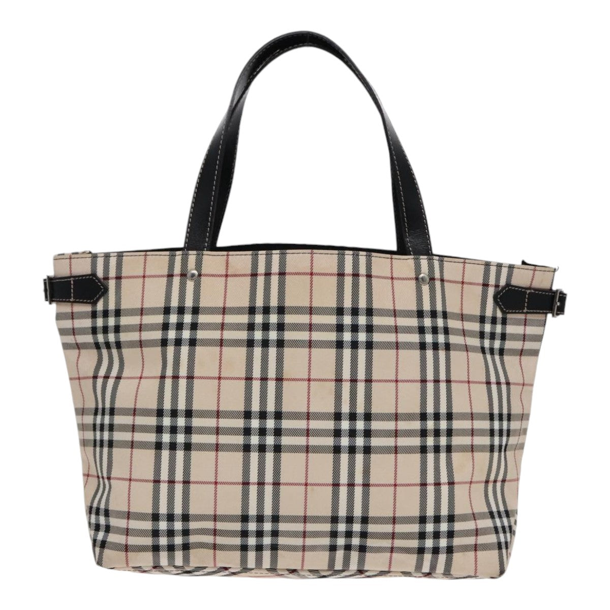 BURBERRY Nova Check Blue Label Tote Bag Nylon Beige Auth bs18235 - 0