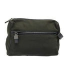 Salvatore Ferragamo Clutch Bag Canvas Khaki Silver Auth bs18241-1