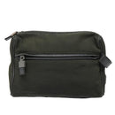 Salvatore Ferragamo Clutch Bag Canvas Khaki Silver Auth bs18241-13