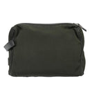 Salvatore Ferragamo Clutch Bag Canvas Khaki Silver Auth bs18241-2