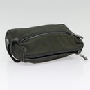 Salvatore Ferragamo Clutch Bag Canvas Khaki Silver Auth bs18241-5