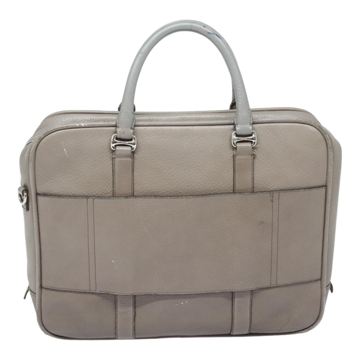 BALLY Hand Bag Leather Gray Silver Auth bs18244