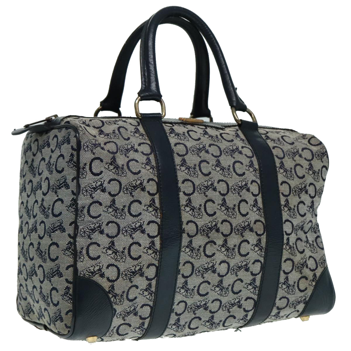 CELINE C Macadam Canvas Boston Bag Navy Auth bs18257