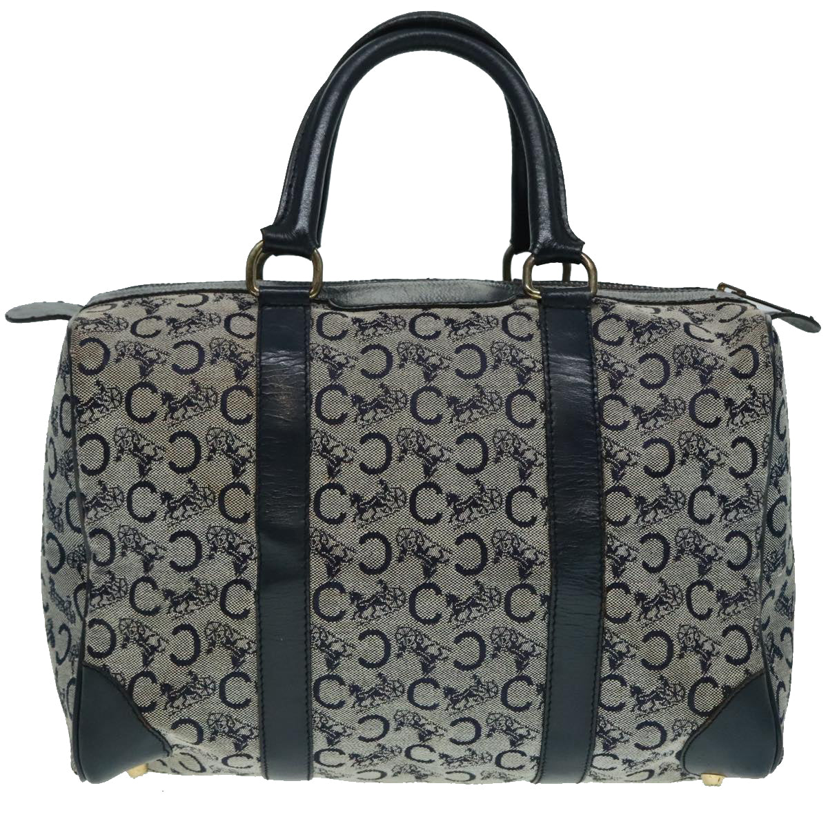 CELINE C Macadam Canvas Boston Bag Navy Auth bs18257 - 0