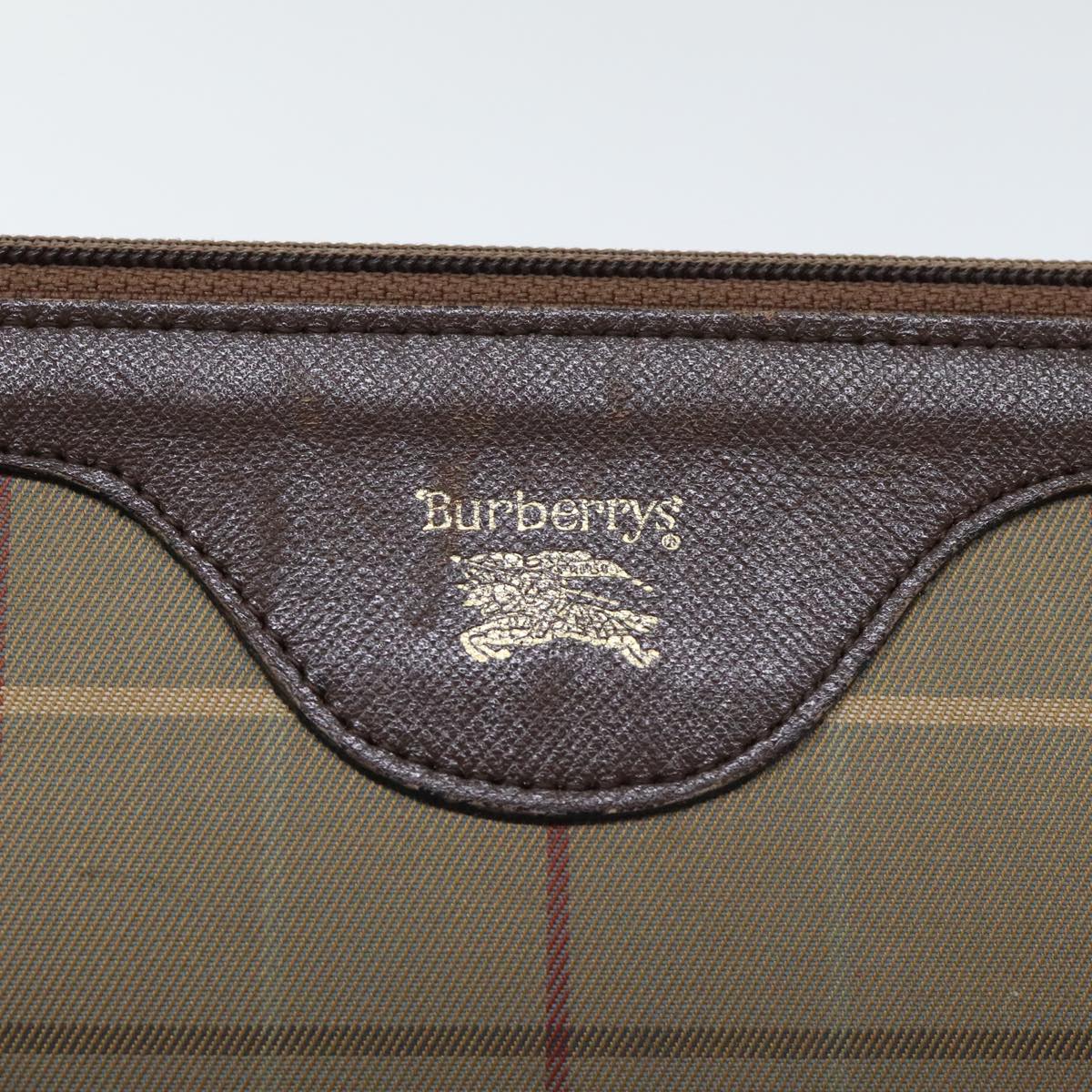 Burberrys Nova Check Clutch Bag Canvas Brown Auth bs18261