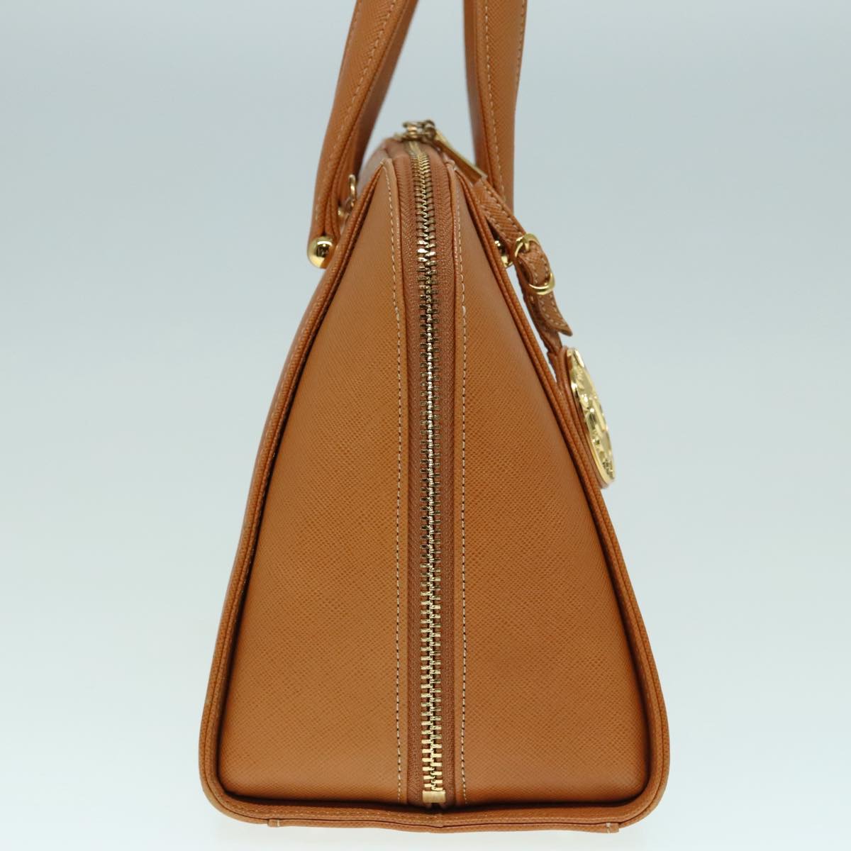 VALENTINO Hand Bag Leather 2way Brown Gold Auth bs18269