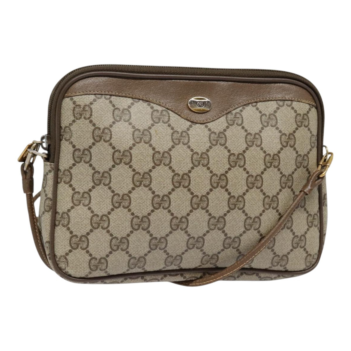 GUCCI GG Supreme Shoulder Bag PVC Beige 97 02 068 Auth bs18276