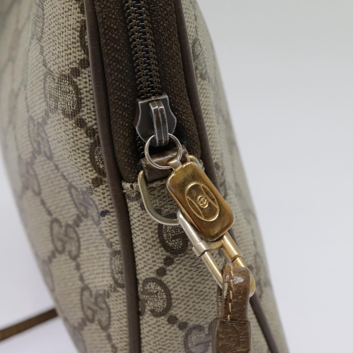 GUCCI GG Supreme Shoulder Bag PVC Beige 97 02 068 Auth bs18276