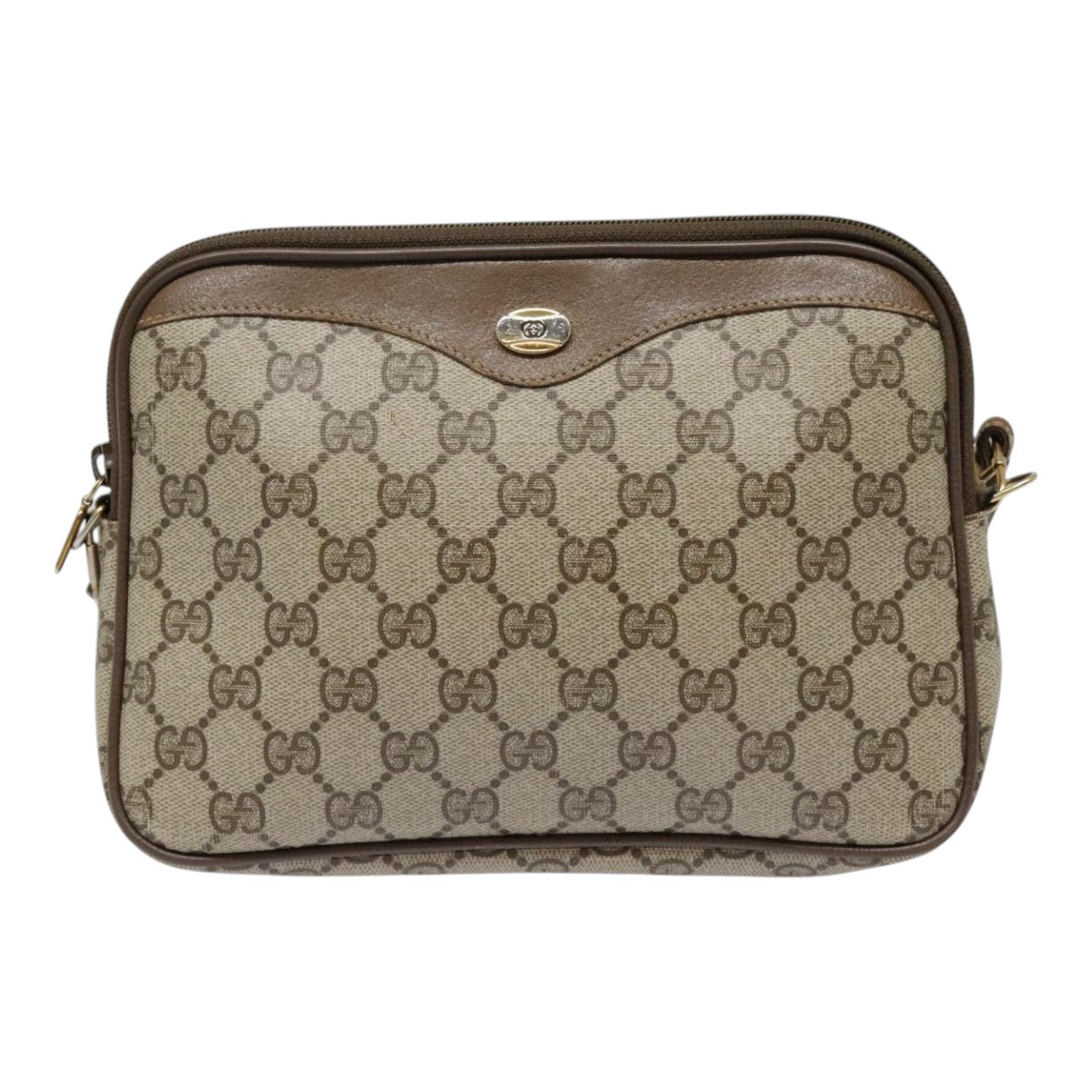 GUCCI GG Supreme Shoulder Bag PVC Beige 97 02 068 Auth bs18276