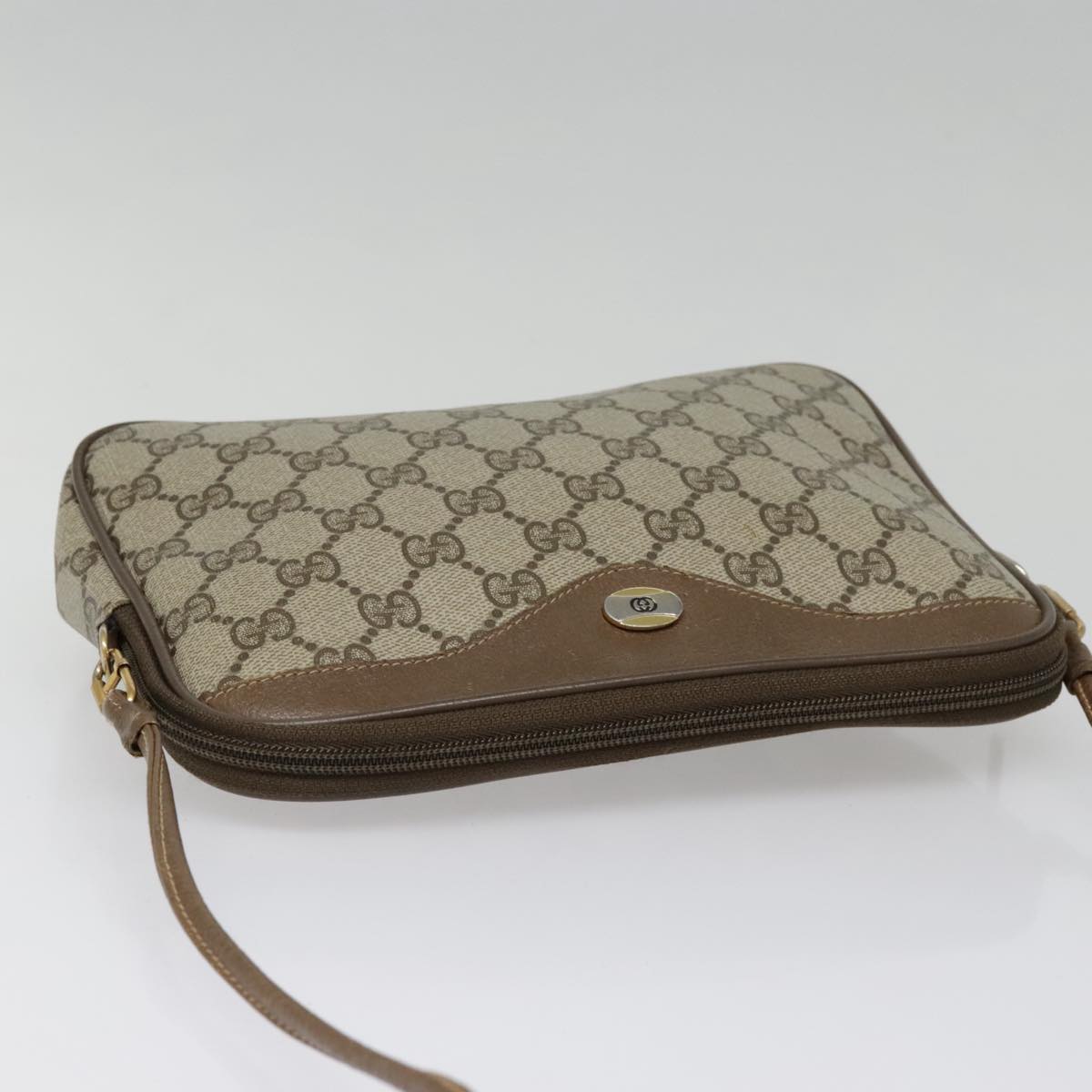 GUCCI GG Supreme Shoulder Bag PVC Beige 97 02 068 Auth bs18276