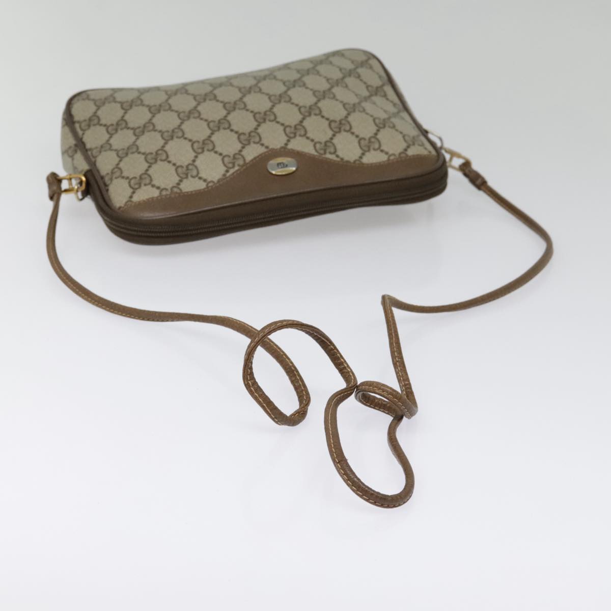 GUCCI GG Supreme Shoulder Bag PVC Beige 97 02 068 Auth bs18276