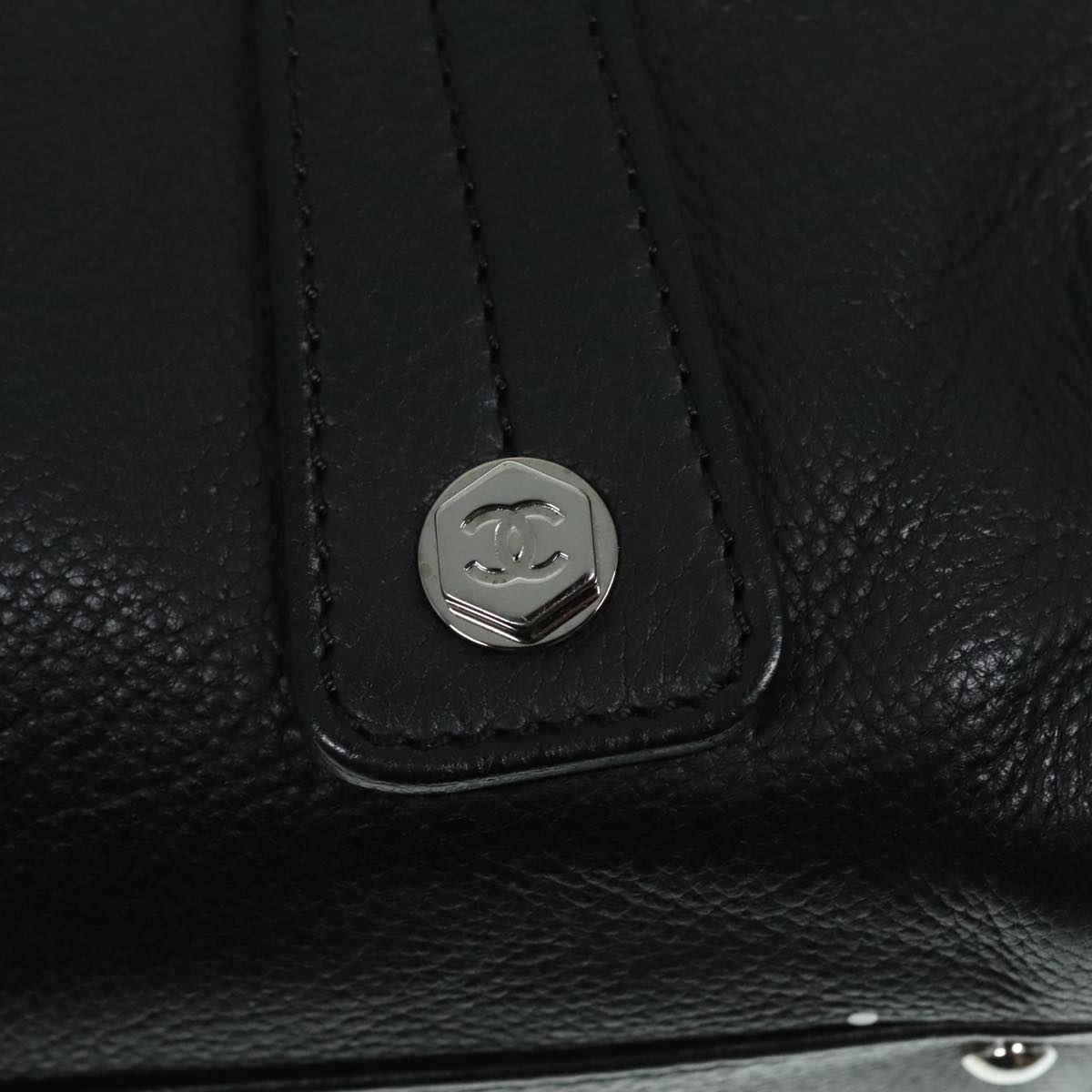 CHANEL Hand Bag Leather Black CC Auth bs18281