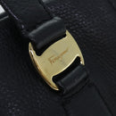 Salvatore Ferragamo Vala Hand Bag Leather Black Gold Auth bs18289-9