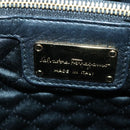 Salvatore Ferragamo Vala Hand Bag Leather Black Gold Auth bs18289-18