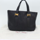 Salvatore Ferragamo Vala Hand Bag Leather Black Gold Auth bs18289-12