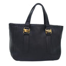 Salvatore Ferragamo Vala Hand Bag Leather Black Gold Auth bs18289-13