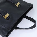 Salvatore Ferragamo Vala Hand Bag Leather Black Gold Auth bs18289-6