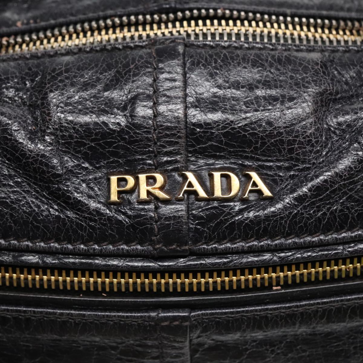 PRADA Hand Bag Leather 2way Black Auth bs18291