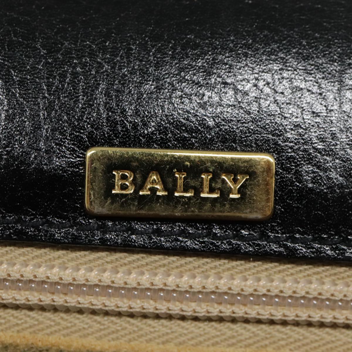 BALLY Briefcase Leather Black Gold Auth bs18292