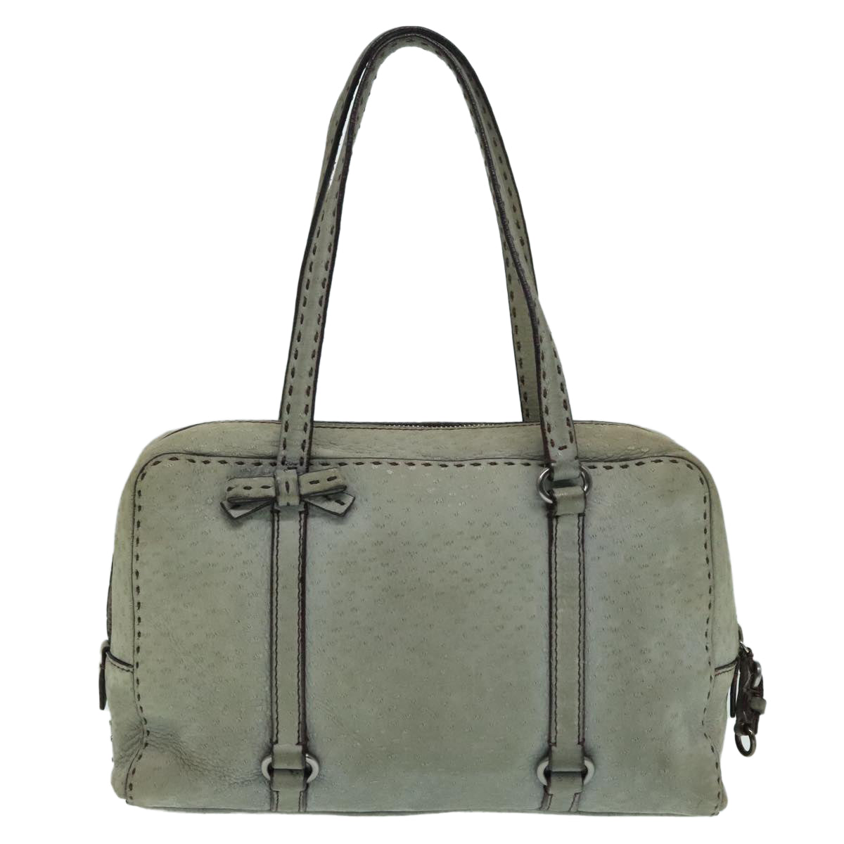 PRADA Hand Bag Suede Gray Silver Auth bs18312 - 0