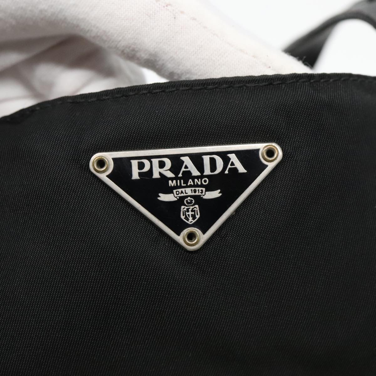 PRADA Hand Bag Nylon Black Silver Auth bs18317